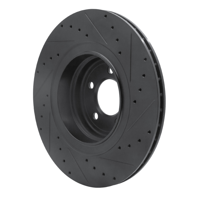 BMW ALPINA B7 Brake Rotor (1) - Rear Left - R1 Concepts - Drilled & Slotted - Black - `07-`08